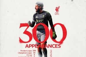 🧤安菲尔德守护神!阿利森迎来利物浦生涯第300场里程碑 🧤安菲尔德守护神!阿利森迎来利物浦生涯第300场里程碑